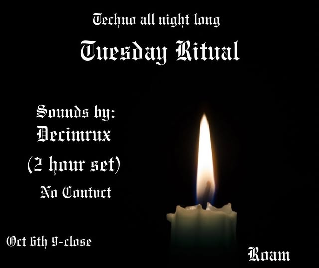 Flyer for Tuesday Ritual at Roam