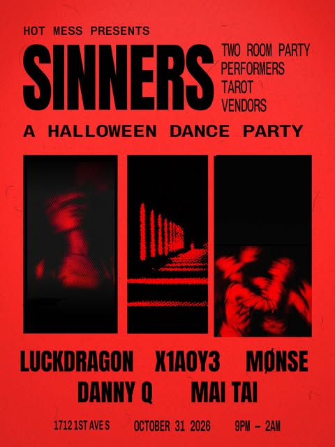 Flyer for Sinners at Two-room warehouse