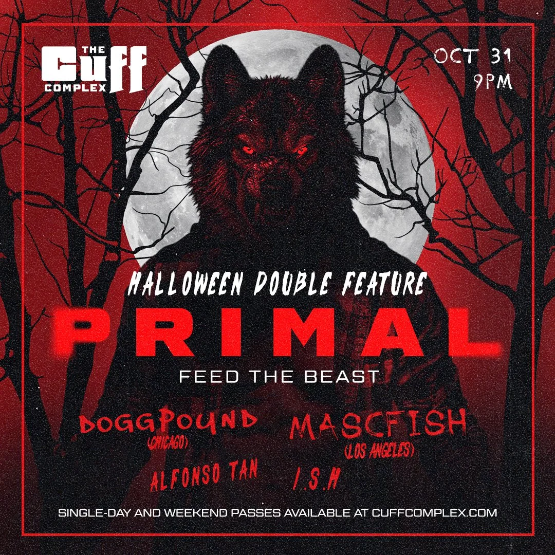 Flyer for PRIMAL at The Cuff Complex