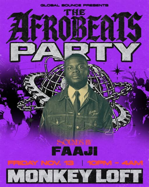 Flyer for The Afrobeats Party at Monkey Loft