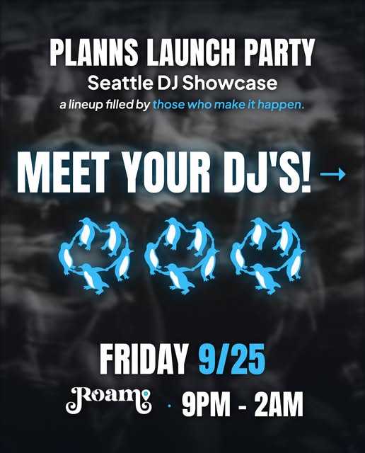 Flyer for Planns Launch Party at Roam