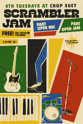 Flyer for SCRAMBLER JAM! at Chop Suey