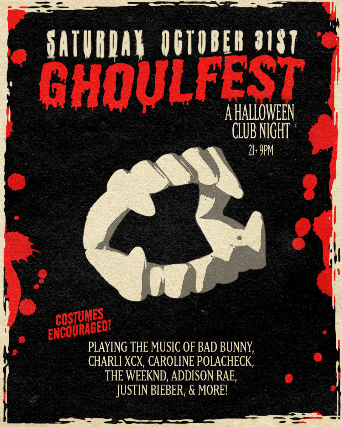 Flyer for GHOULFEST: A Halloween Club Night! at Chop Suey