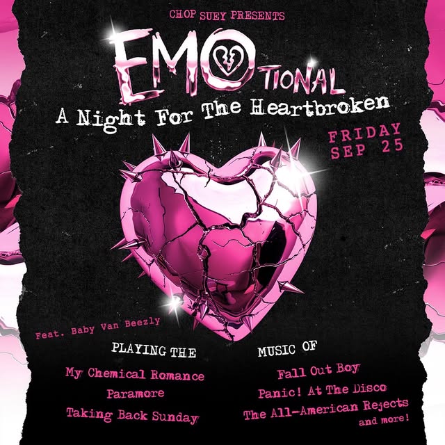 Flyer for EMOtional: A Night For The Heartbroken at Chop Suey