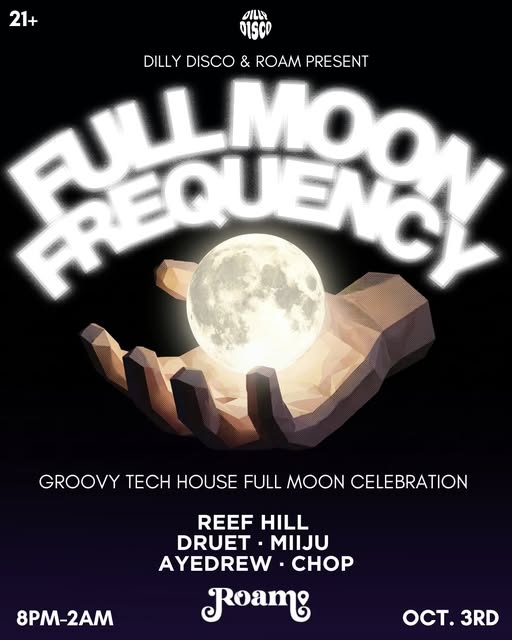 Flyer for Full Moon Frequency at Roam