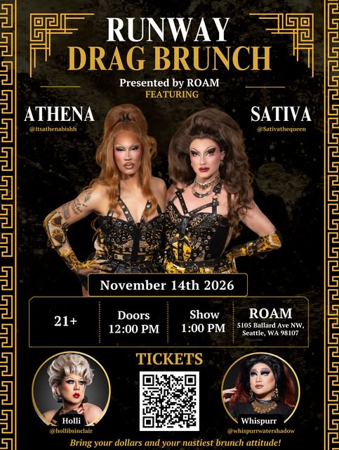 Flyer for Runway Drag Brunch at ROAM