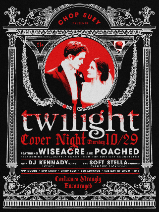 Flyer for twilight Cover Night at Chop Suey
