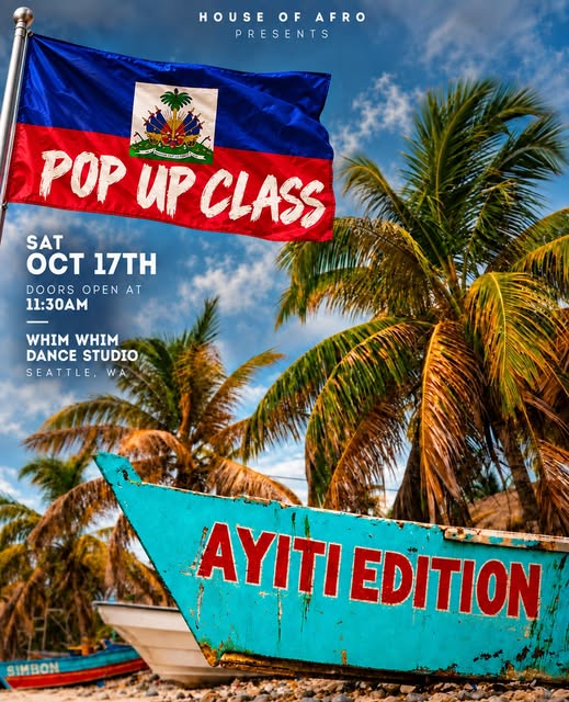 Flyer for House of Afro — Ayiti Edition at Whim W’Him Dance Studio