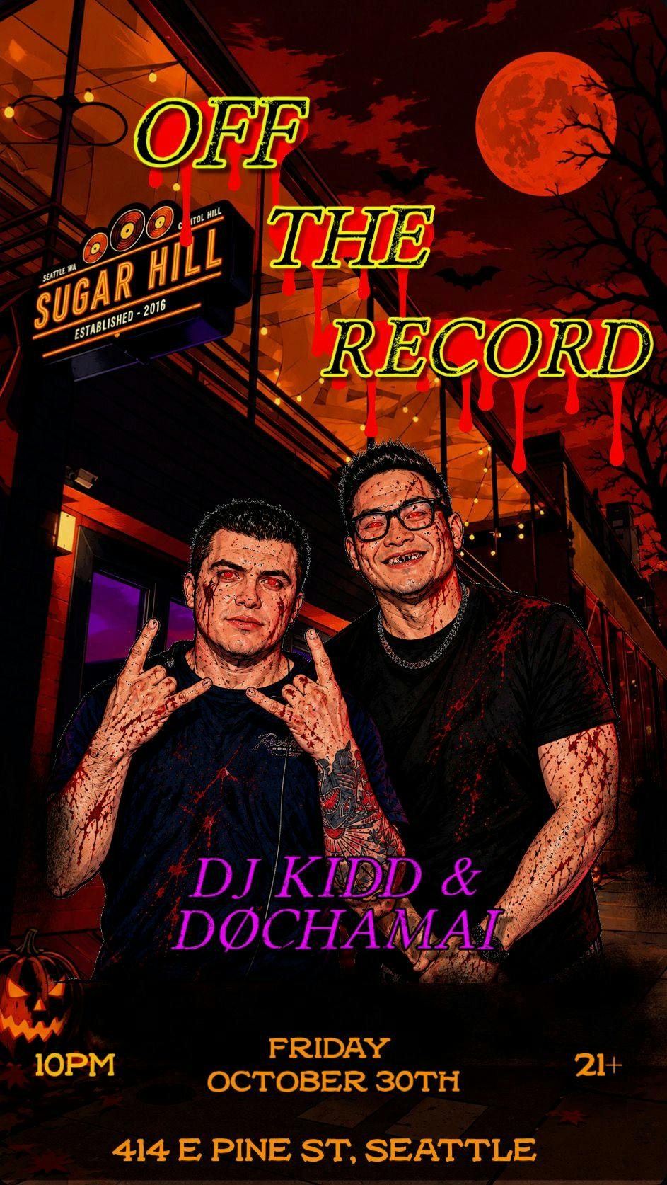 Flyer for Off the Record - Spooky SZN at Sugar Hill