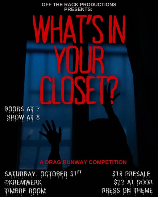 Flyer for What's In Your Closet? at Timbre Room