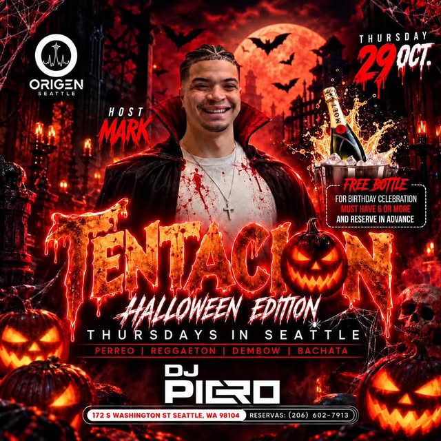 Flyer for TENACON: Halloween Edition at Origen Seattle