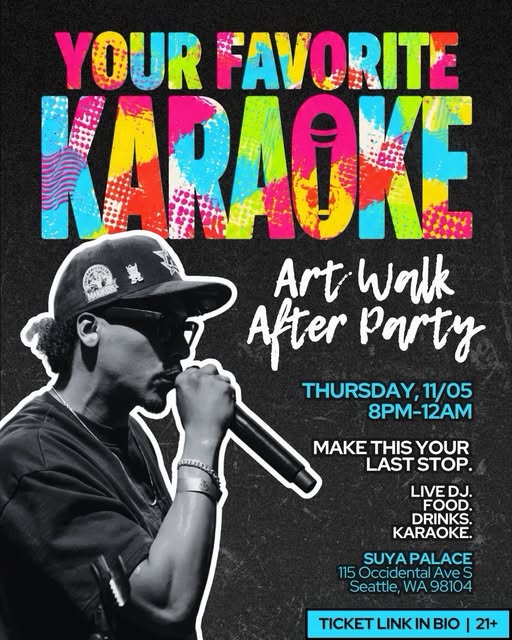 Flyer for Your Favorite Karaoke: Art Walk After Party at Upstairs Back Bar